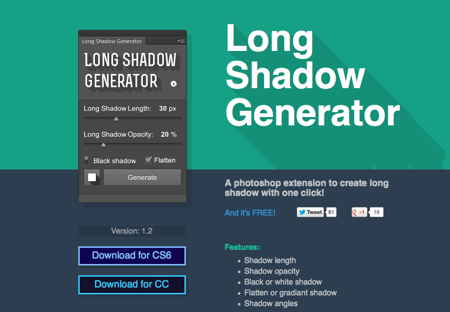 Photoshop plugin Logn Shadow Generator